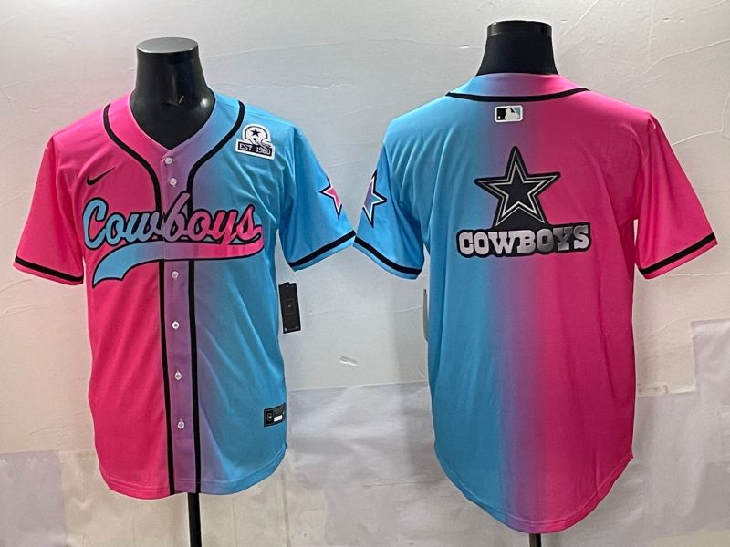 Men 2025 Dallas Cowboys Blank Blue pink Nike Limited NFL Jersey style 0014